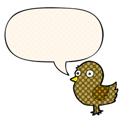 cartoon bird and speech bubble in comic book style