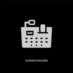 white cashier machine vector icon on black background. modern flat cashier machine from payment methods concept vector sign symbol can be use for web, mobile and logo.