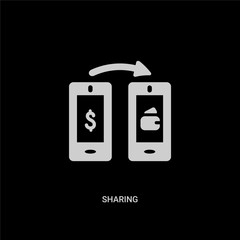 white sharing vector icon on black background. modern flat sharing from payment methods concept vector sign symbol can be use for web, mobile and logo.