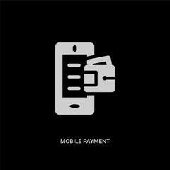 white mobile payment vector icon on black background. modern flat mobile payment from payment methods concept vector sign symbol can be use for web, mobile and logo.
