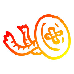 warm gradient line drawing cartoon button
