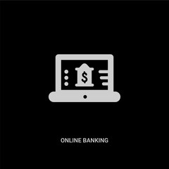 white online banking vector icon on black background. modern flat online banking from payment methods concept vector sign symbol can be use for web, mobile and logo.