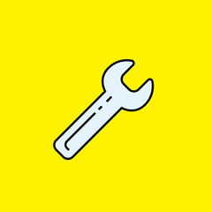 Spanner line icon. Wrench tool symbol isolated on yellow background. Service repair sign. Vector illustration.