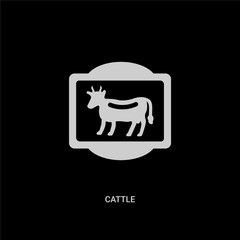 white cattle vector icon on black background. modern flat cattle from traffic signs concept vector sign symbol can be use for web, mobile and logo.