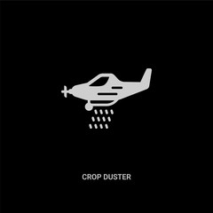 white crop duster vector icon on black background. modern flat crop duster from transportation concept vector sign symbol can be use for web, mobile and logo.