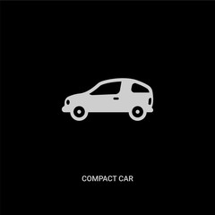Fototapeta na wymiar white compact car vector icon on black background. modern flat compact car from transportation concept vector sign symbol can be use for web, mobile and logo.