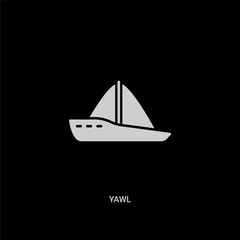 white yawl vector icon on black background. modern flat yawl from transportation concept vector sign symbol can be use for web, mobile and logo.