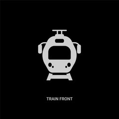 white train front vector icon on black background. modern flat train front from transportation concept vector sign symbol can be use for web, mobile and logo.
