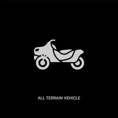 white all terrain vehicle vector icon on black background. modern flat all terrain vehicle from transportation concept vector sign symbol can be use for web, mobile and logo.