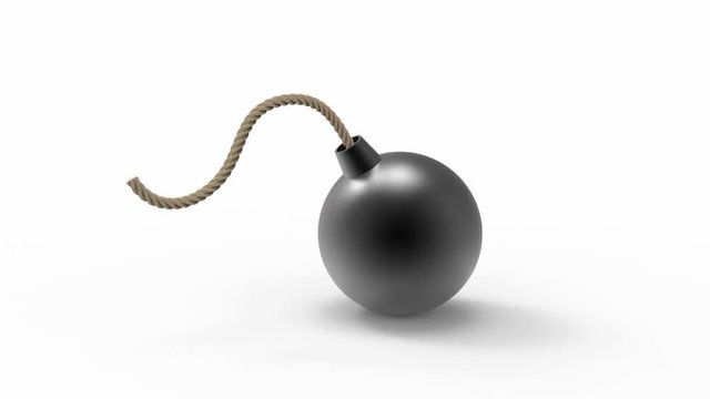 3d rendering of a classic bomb turning in white background