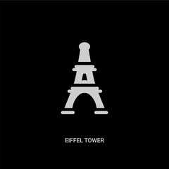 white eiffel tower vector icon on black background. modern flat eiffel tower from travel concept vector sign symbol can be use for web, mobile and logo.