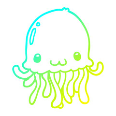 cold gradient line drawing cartoon jellyfish