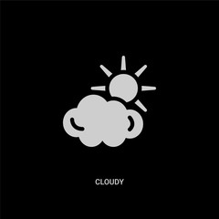 white cloudy vector icon on black background. modern flat cloudy from travel concept vector sign symbol can be use for web, mobile and logo.