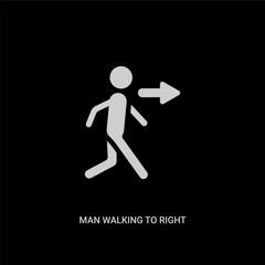 Fototapeta na wymiar white man walking to right vector icon on black background. modern flat man walking to right from ultimate glyphicons concept vector sign symbol can be use for web, mobile and logo.