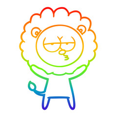rainbow gradient line drawing cartoon bored lion