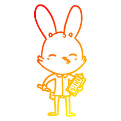 warm gradient line drawing office bunny cartoon