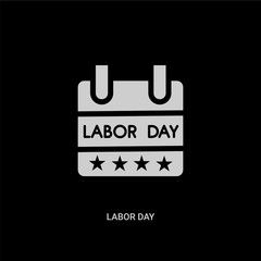 white labor day vector icon on black background. modern flat labor day from united states of america concept vector sign symbol can be use for web, mobile and logo.