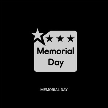 white memorial day vector icon on black background. modern flat memorial day from united states of america concept vector sign symbol can be use for web, mobile and logo.