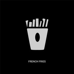 white french fries vector icon on black background. modern flat french fries from united states of america concept vector sign symbol can be use for web, mobile and logo.