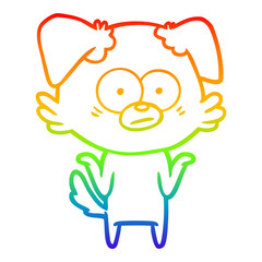 rainbow gradient line drawing nervous dog cartoon