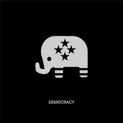 white democracy vector icon on black background. modern flat democracy from united states of america concept vector sign symbol can be use for web, mobile and logo.
