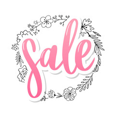 Black letters: SALE, Hand sketched Sale lettering typography. Hand drawn Sale lettering sign. Badge, icon, banner, tag, illustration