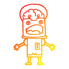 warm gradient line drawing cartoon robot