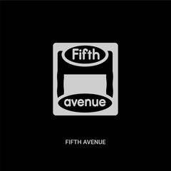 white fifth avenue vector icon on black background. modern flat fifth avenue from united states of america concept vector sign symbol can be use for web, mobile and logo.