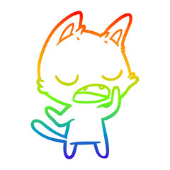 rainbow gradient line drawing talking cat cartoon