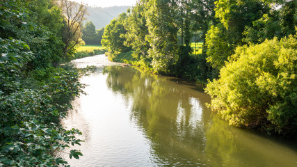 river Neckar near Horb south Germany - obrazy, fototapety, plakaty