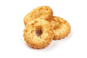 Homemade shortbread cookies, close-up, isolated on white background