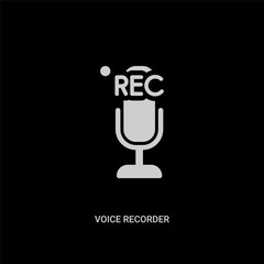 white voice recorder vector icon on black background. modern flat voice recorder from user interface concept vector sign symbol can be use for web, mobile and logo.