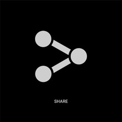 white share vector icon on black background. modern flat share from user interface concept vector sign symbol can be use for web, mobile and logo.