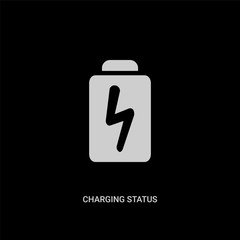 white charging status vector icon on black background. modern flat charging status from user interface concept vector sign symbol can be use for web, mobile and logo.