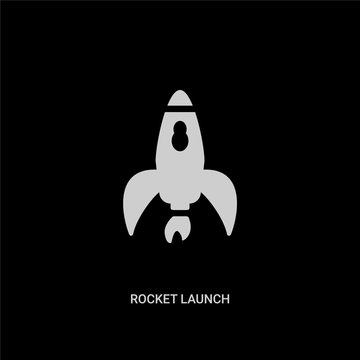 white rocket launch vector icon on black background. modern flat rocket launch from user interface concept vector sign symbol can be use for web, mobile and logo.
