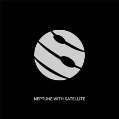 white neptune with satellite vector icon on black background. modern flat neptune with satellite from astronomy concept vector sign symbol can be use for web, mobile and logo. © Meth Mehr