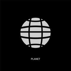 white planet vector icon on black background. modern flat planet from astronomy concept vector sign symbol can be use for web, mobile and logo.