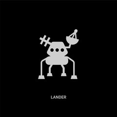 white lander vector icon on black background. modern flat lander from astronomy concept vector sign symbol can be use for web, mobile and logo.