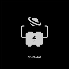 white generator vector icon on black background. modern flat generator from astronomy concept vector sign symbol can be use for web, mobile and logo.