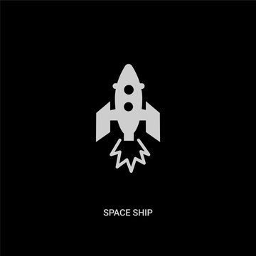 white space ship vector icon on black background. modern flat space ship from astronomy concept vector sign symbol can be use for web, mobile and logo.