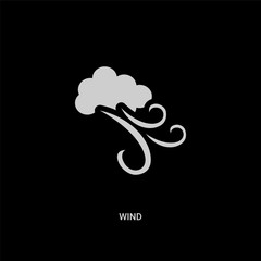 white wind vector icon on black background. modern flat wind from autumn concept vector sign symbol can be use for web, mobile and logo.