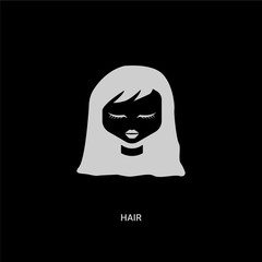 white hair vector icon on black background. modern flat hair from beauty concept vector sign symbol can be use for web, mobile and logo.