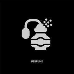 white perfume vector icon on black background. modern flat perfume from beauty concept vector sign symbol can be use for web, mobile and logo.