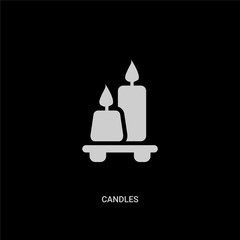 white candles vector icon on black background. modern flat candles from beauty concept vector sign symbol can be use for web, mobile and logo.