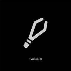 white tweezers vector icon on black background. modern flat tweezers from beauty concept vector sign symbol can be use for web, mobile and logo.