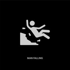 white man falling vector icon on black background. modern flat man falling from behavior concept vector sign symbol can be use for web, mobile and logo.