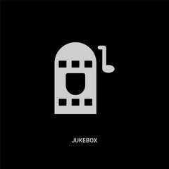 white jukebox vector icon on black background. modern flat jukebox from birthday party and wedding concept vector sign symbol can be use for web, mobile and logo.