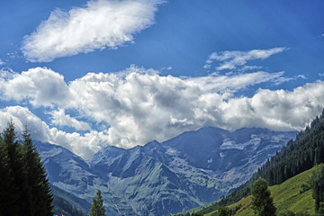 mountains with clouds