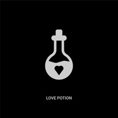 white love potion vector icon on black background. modern flat love potion from birthday party and wedding concept vector sign symbol can be use for web, mobile and logo.