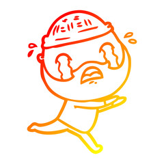 Obraz premium warm gradient line drawing cartoon bearded man crying
